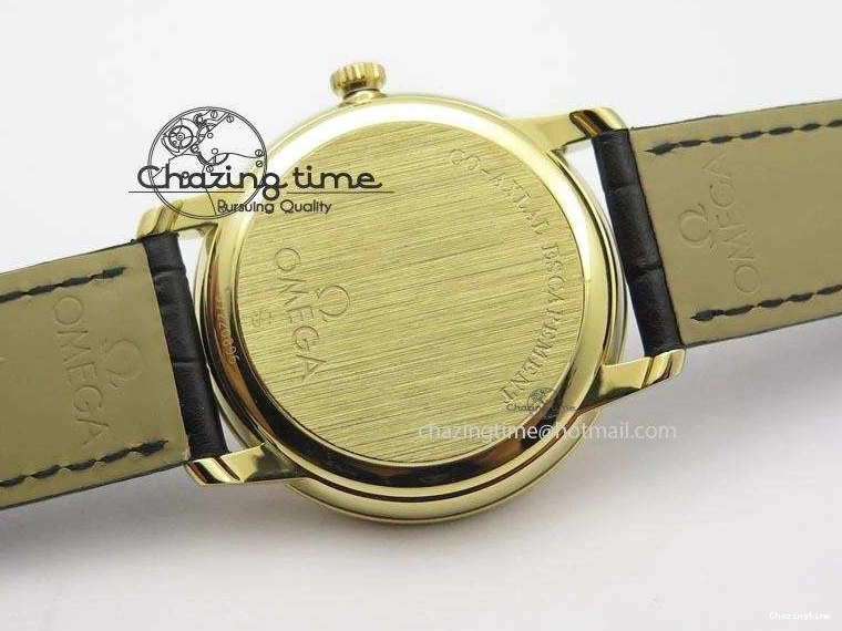 0310 Contemporary De Ville MK 1:1 Best Edition YG White Dial On Black Leather Asian Seagull T1701 (Sec@6) 8233